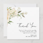 Minimalistische Ivory Bliss trouwfoto Bedankkaart (Voorkant)