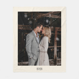 Minimalistische Ivory Ecru Zwart Elegant Bruiloft Fleece Deken