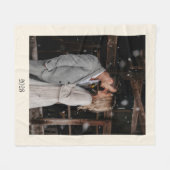 Minimalistische Ivory Ecru Zwart Elegant Bruiloft  Fleece Deken (Voorkant (Horizontaal))