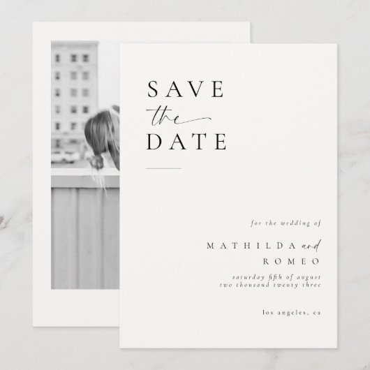 Minimalistische Ivory Photo Wedding Sla de datum o Kaart (Voorkant / Achterkant)