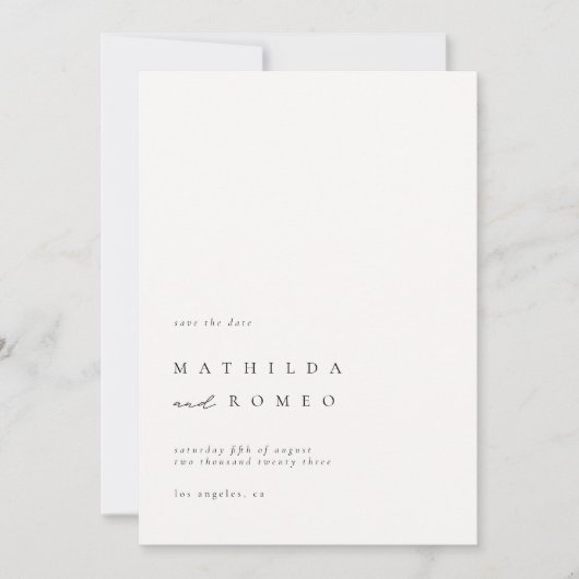 Minimalistische Ivory Photo Wedding Sla de datum o Kaart (Voorkant)