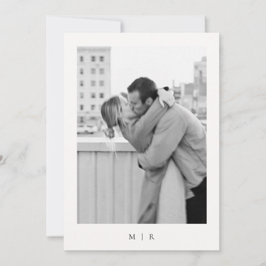 Minimalistische Ivory Photo Wedding Sla de datum o Kaart (Achterkant)