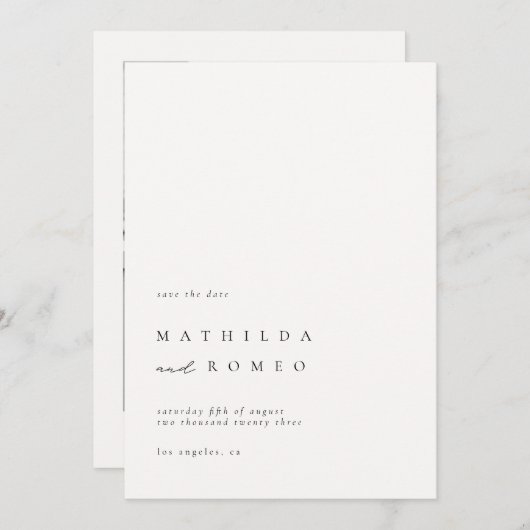 Minimalistische Ivory Photo Wedding Sla de datum o Kaart (Voorkant / Achterkant)
