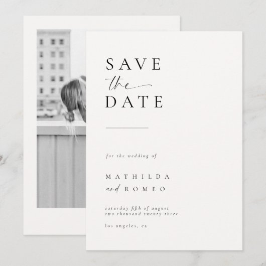 Minimalistische Ivory Photo Wedding Sla de datum o Kaart (Voorkant / Achterkant)