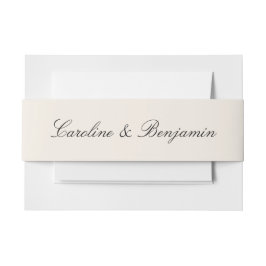 Minimalistische Ivory Script Elegante trouwnamen Uitnodigingen Wikkel