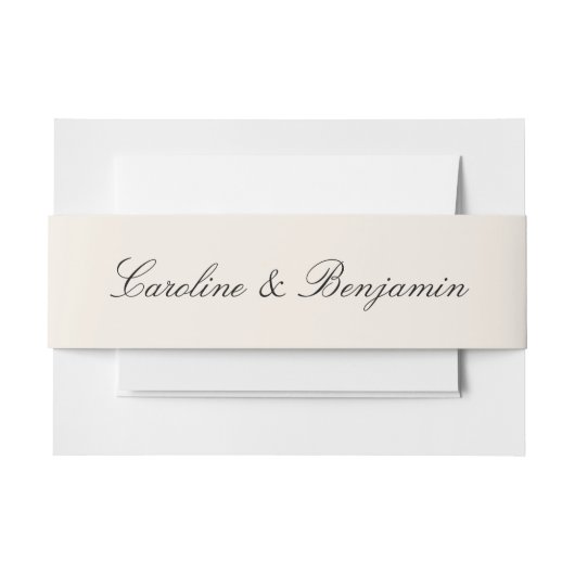 Minimalistische Ivory Script Elegante trouwnamen Uitnodigingen Wikkel (Voorkant Voorbeeld)