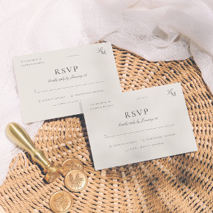 Minimalistische Ivory Trouw RSVP kaart voor de red