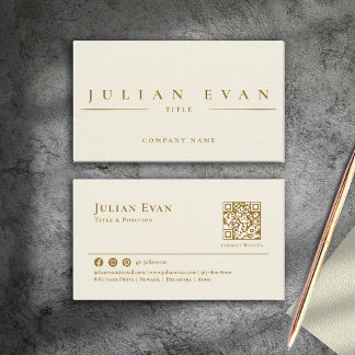 Minimalistische Ivory White Creamy Gold Profession Visitekaartje