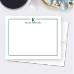 Minimalistische jachtgroene randbriefpapier met ee notitiekaartje<br><div class="desc">Dit ontwerp heeft een dunne dubbele rand met ruimte voor een monogram initiaal en naam/tekst bovenaan. Klik op de aanpassen knop als je de ontwerpelementen wilt aanpassen en/of de tekst verder wilt aanpassen! Variaties van dit ontwerp, extra kleuren en bijpassende producten zijn beschikbaar in onze winkel, zazzle.com/store/doodlelulu. Neem contact met...</div>