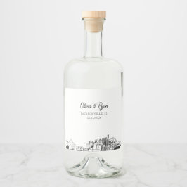 Minimalistische Jacksonville bruiloft Custom Likeurfles Etiket