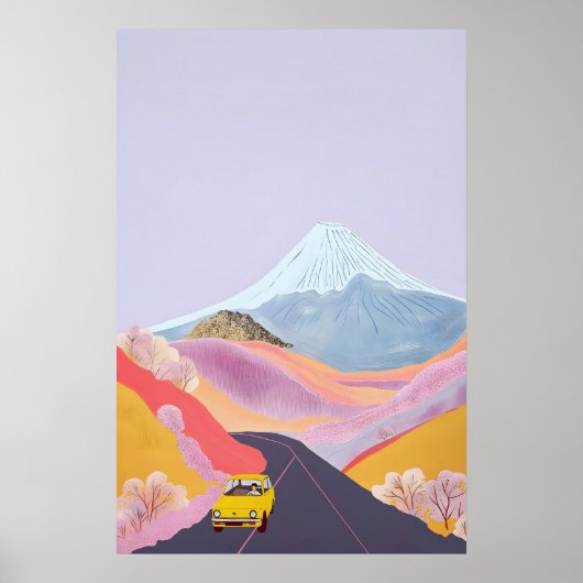 Minimalistische Japan Reisposter - Whimsical Geel Poster (Voorkant)