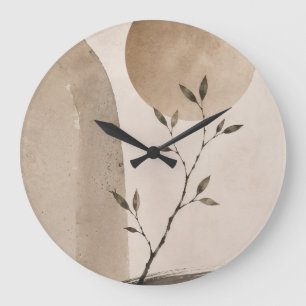 Minimalistische Japandi-aquarel-takklok Grote Klok