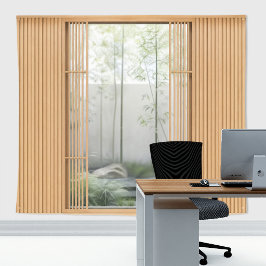 Minimalistische Japandi houten lat binnenplaats Ba Wandkleed