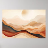 Minimalistische Japandi Mountain Art, Neutrale Pri Poster (Voorkant)