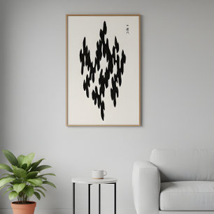 Minimalistische Japanse Houtblok Zwart & Wit Kunst Poster