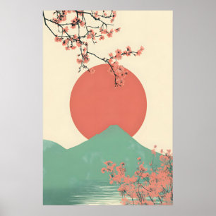 Minimalistische Japanse Kersenbloesem Kunstprint Poster