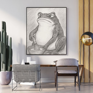Minimalistische Japanse kikker kunstprint   Matsum Poster