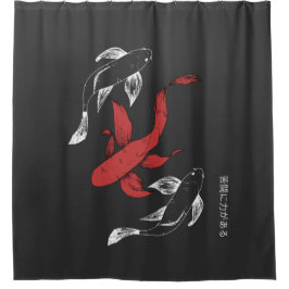 Minimalistische Japanse Koi Fish handgetekende sti Douchegordijn