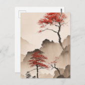 Minimalistische Japanse kustlijn Briefkaart (Voorkant / Achterkant)