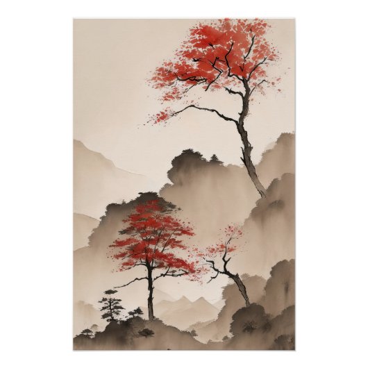 Minimalistische Japanse kustlijn Perfect Poster (Voorkant)