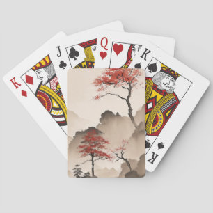Minimalistische Japanse kustlijn Pokerkaarten