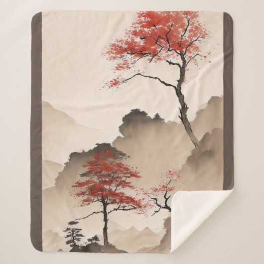 Minimalistische Japanse kustlijn Sherpa Deken (Voorkant)