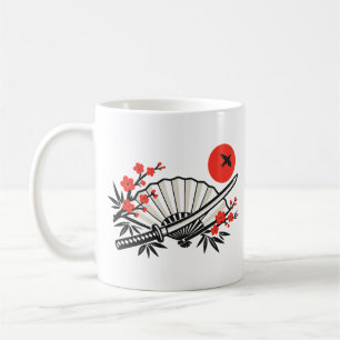 Minimalistische Japanse Vouwventilator Rode Zon Es Koffiemok
