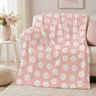 Minimalistische jaren zeventig bleke roze madelief fleece deken