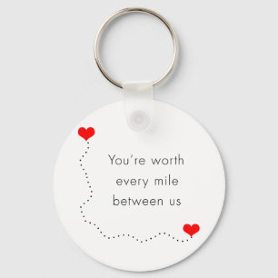 minimalistische "je bent elke kilometer tussen ons sleutelhanger