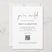 Minimalistische 'Je Bent Uitgenodigd' Script QR Co Kaart (Voorkant)