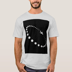Minimalistische Jetvliegtuig Vlucht Cartoon Grafis T-shirt