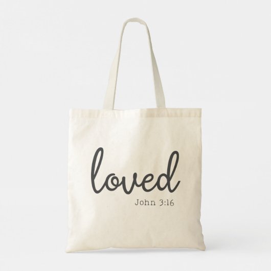 Minimalistische Johannes 3:16 Liefde Tote Bag (Achterkant)