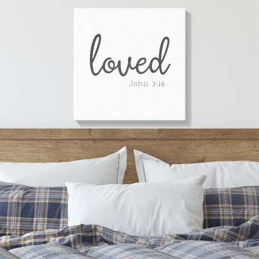 Minimalistische John 3:16 loved Canvas Afdruk (Insitu (Slaapkamer))