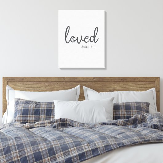 Minimalistische John 3:16 loved Canvas Afdruk (Insitu (Slaapkamer))