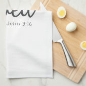 Minimalistische John 3:16 loved Theedoek (Quarter Fold)