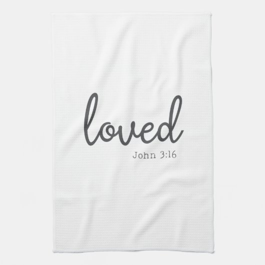 Minimalistische John 3:16 loved Theedoek (Verticaal)