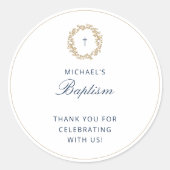Minimalistische jongen Baptisme Christening Golden Ronde Sticker (Voorkant)