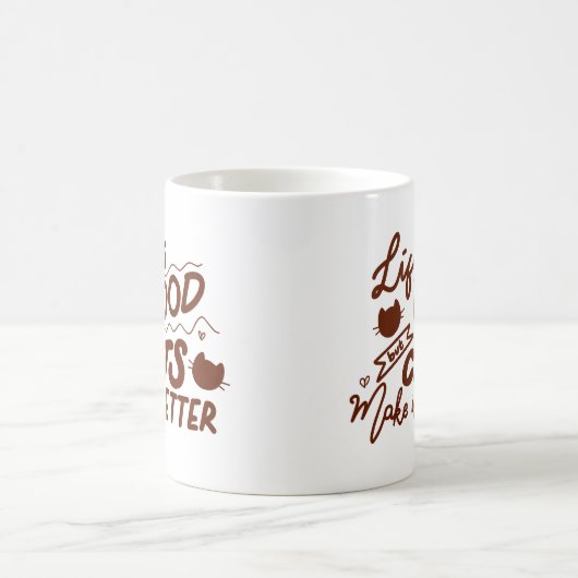 Minimalistische Joy Cat Hartverwarmend Warm Bruin  Koffiemok (Center)
