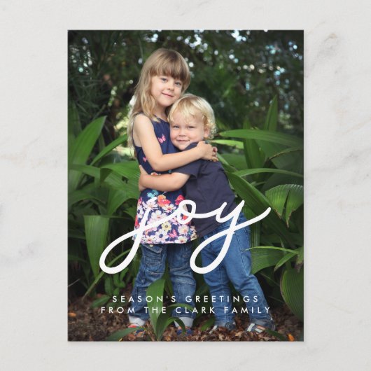 Minimalistische Joy Holiday foto Briefkaart (Voorkant)