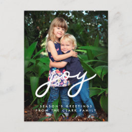 Minimalistische Joy Holiday foto Briefkaart