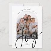 Minimalistische Joy Modern Script Arch Foto Kerstm Feestdagenkaart (Voorkant)