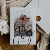 Minimalistische Joy Modern Script Arch Foto Kerstm Feestdagenkaart