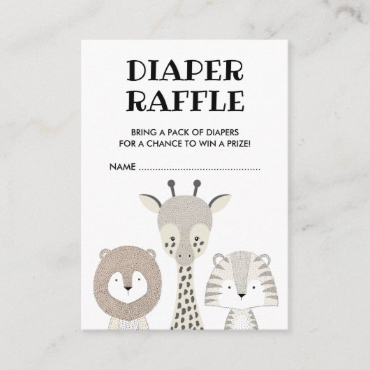 Minimalistische Jungle Safari Baby Luier Raffle Mo Informatiekaartje (Voorkant)