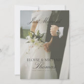 Minimalistische 'Just Married 2 Foto QR Code' Huwe Aankondiging (Voorkant)