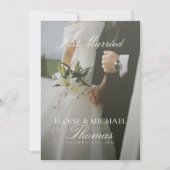 Minimalistische 'Just Married 2 Photo QR Code' Huw Aankondiging (Voorkant)