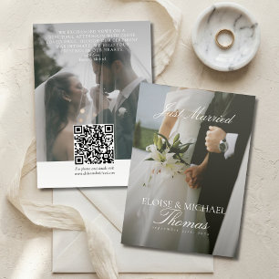 Minimalistische 'Just Married 2 Photo QR Code' Huw Aankondiging