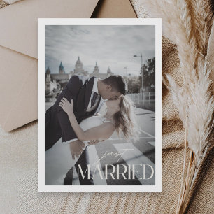 Minimalistische 'Just Married' QR-code-huwelijk Aankondiging