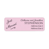 Minimalistische 'Just Married' retouradreslabels Etiket (Voorkant)