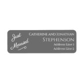 Minimalistische 'Just Married' retouradreslabels Etiket (Voorkant)