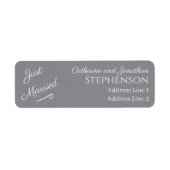 Minimalistische 'Just Married' Retouradreslabels Etiket (Voorkant)